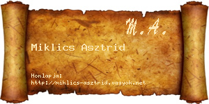 Miklics Asztrid névjegykártya